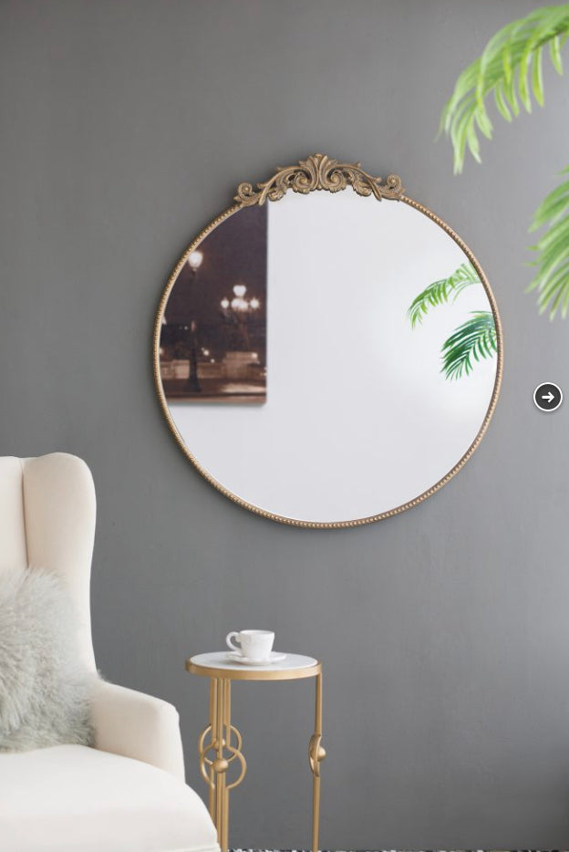 Baroque Gold Metal Wall mirror  Round 970mm