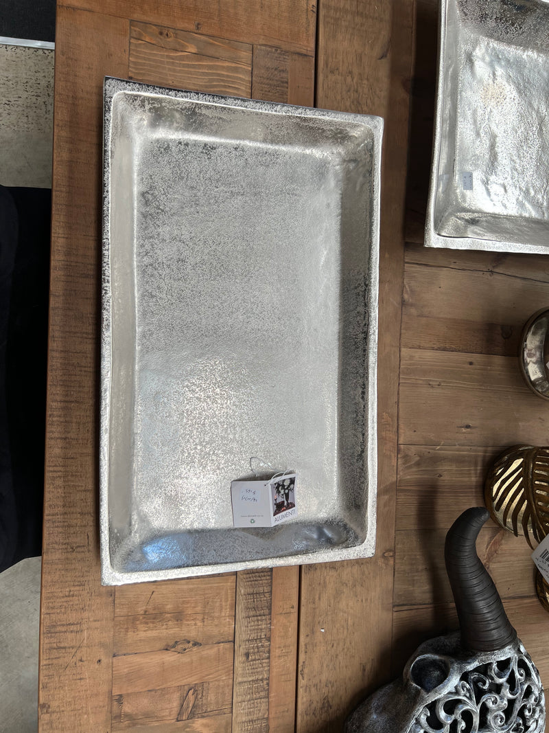 Aluminium Silver Tray Rectangular Without Handles Small