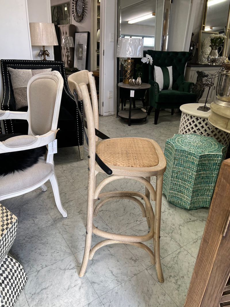 Last One ! Cross  Back OAK Bar stool/Light OAK
