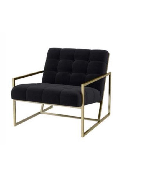 Mallorca Chair in Black Velvet/Brushed Gold