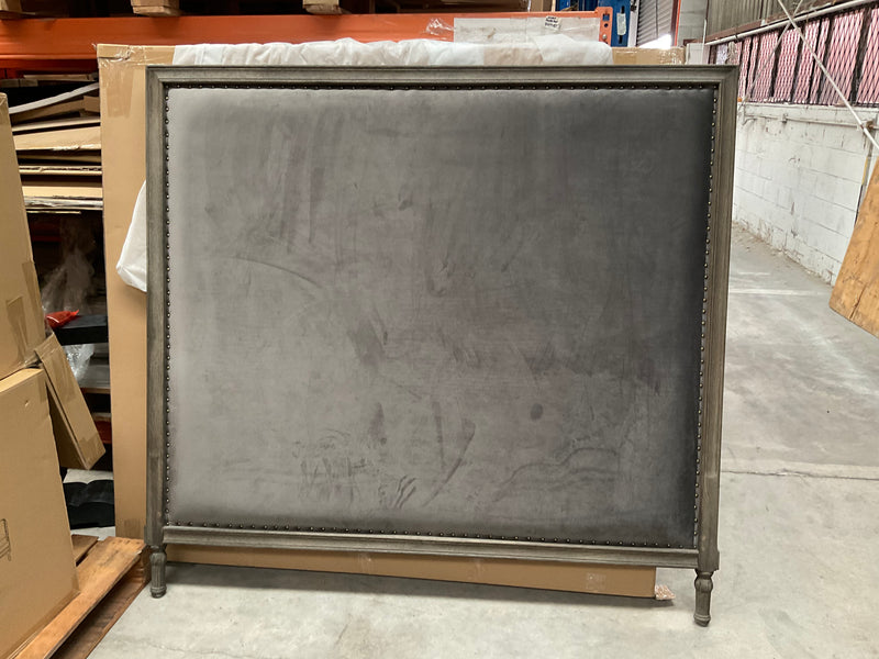 Superking/French Country OAK  Headboard 150cm H /Charcoal Velvet