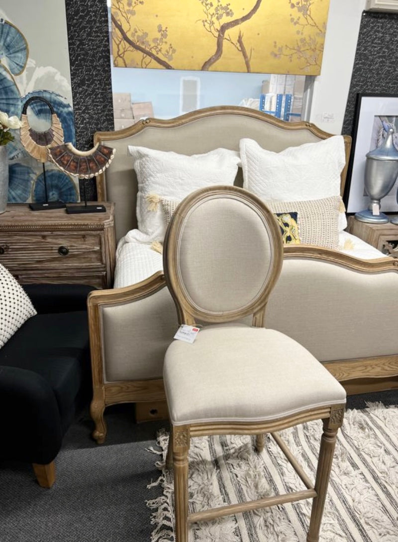 Jorma French Country Oak Frame Upholstered King  Size Bed