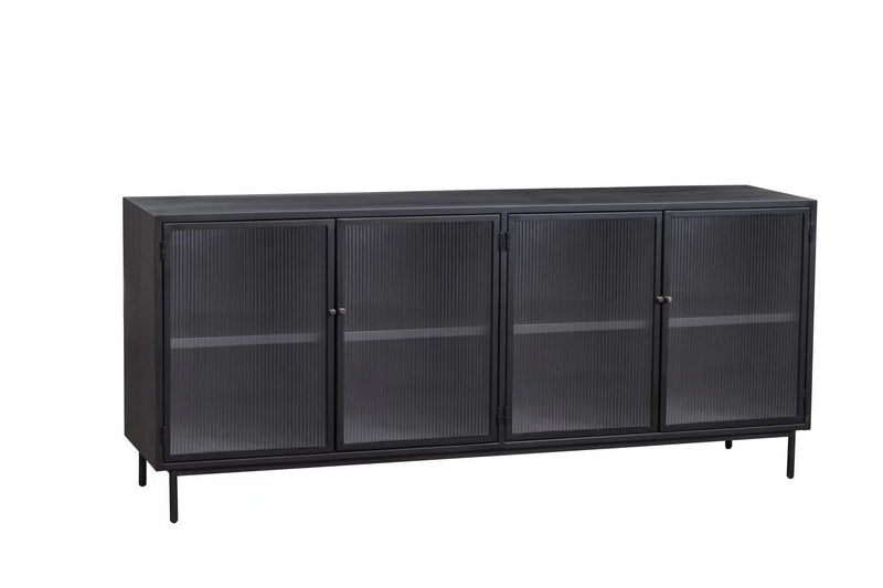 Zoie Industrial Loft Glass/ Black Iron Sideboard Buffet