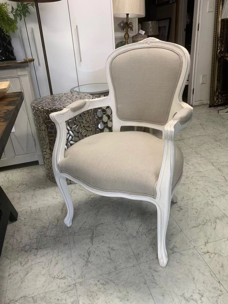 Vintage French Armchair-White/ Beige