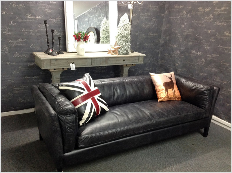 Full Grain Leather  3 seater in Black Color