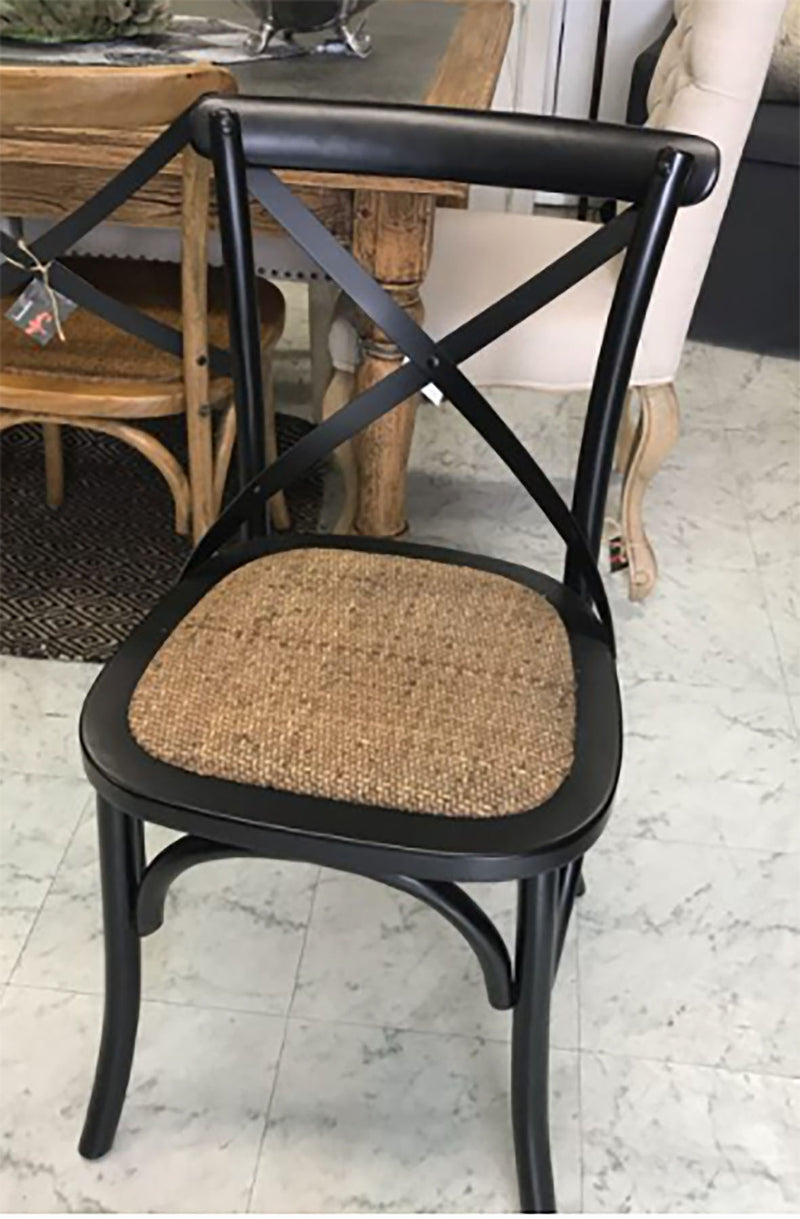 Metal Cross Back Dining Chair Black Color