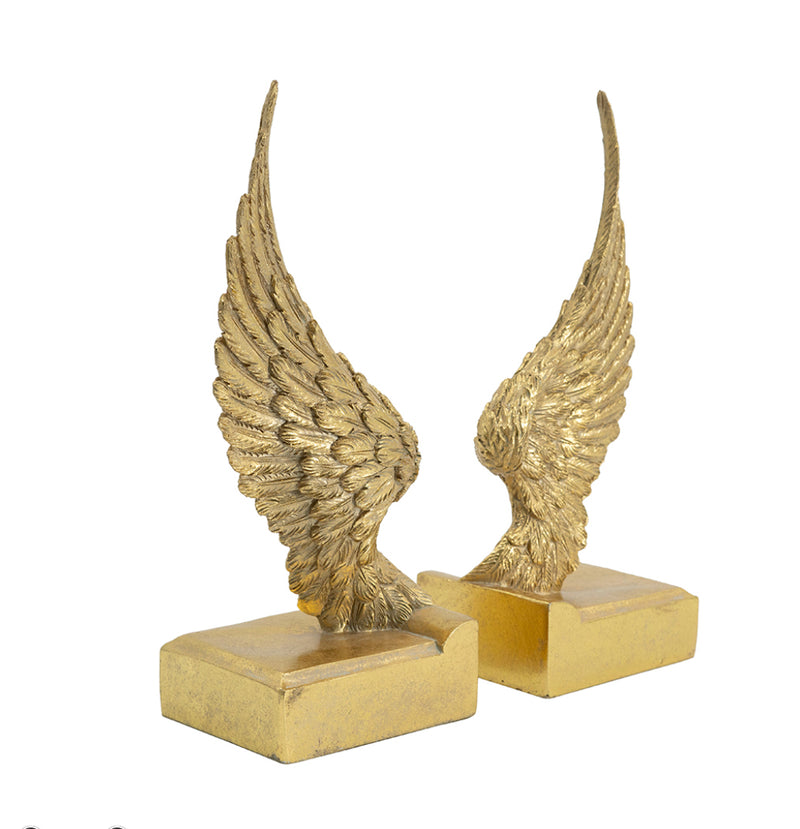 Wing Bookends Gold S/2     26.7cmH