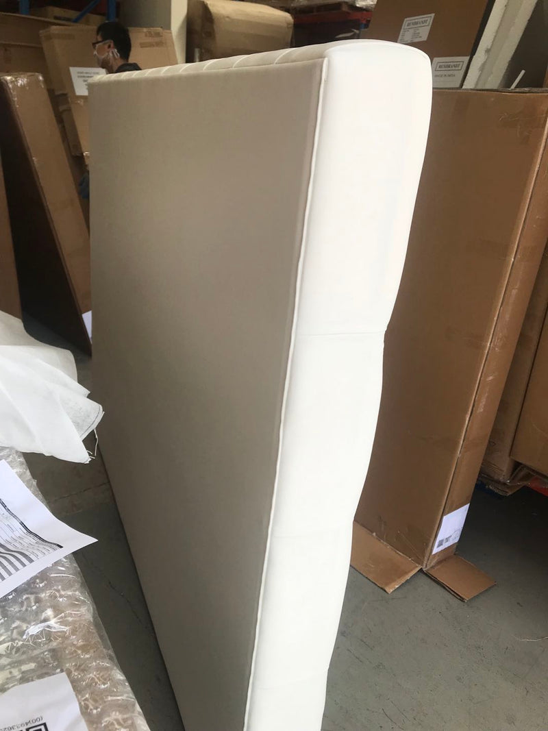 Superking/ Buttoned Pearl White Velvet Headboard  150cmH