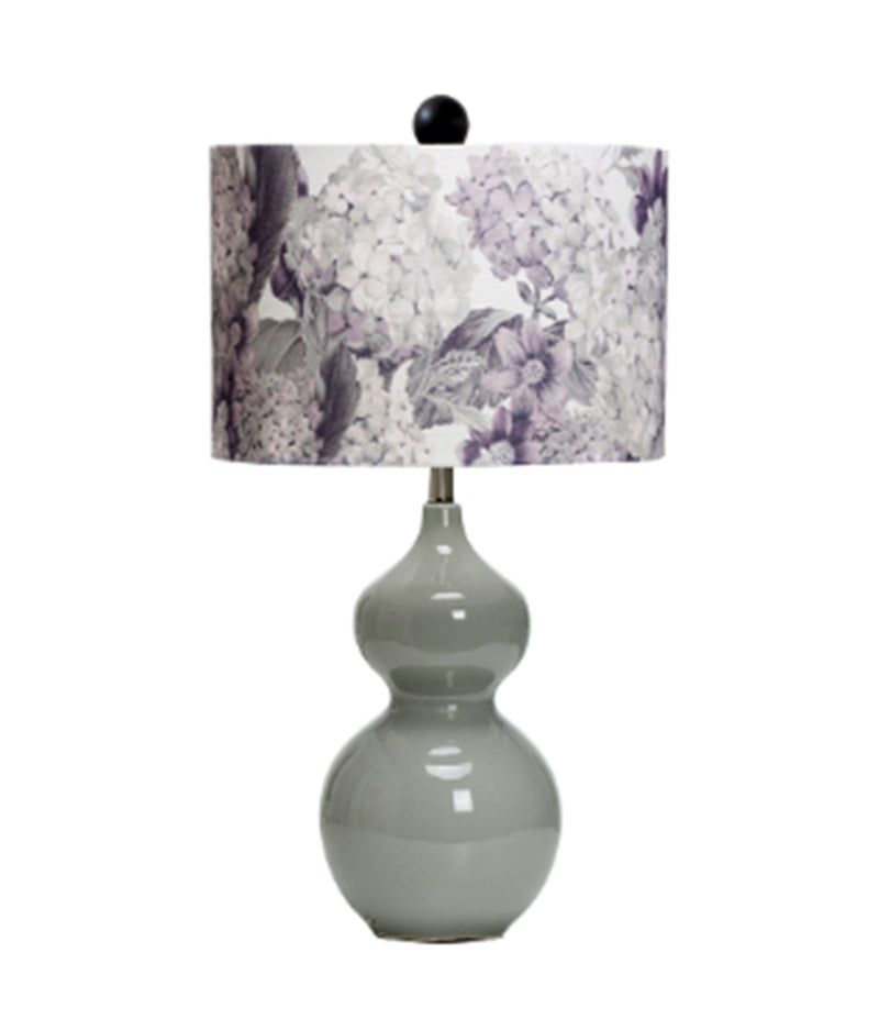Baxter Stoneware Table Lamp w/ Printed Linen Shade, Grey