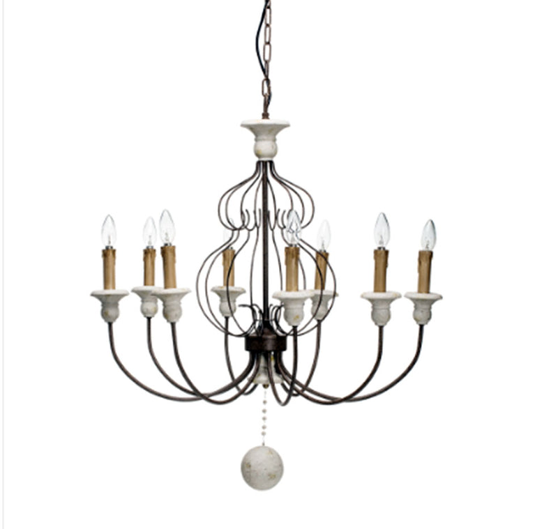 Metal & Resin Chandelier w/ 8 Lights, Rubbed Black Finish