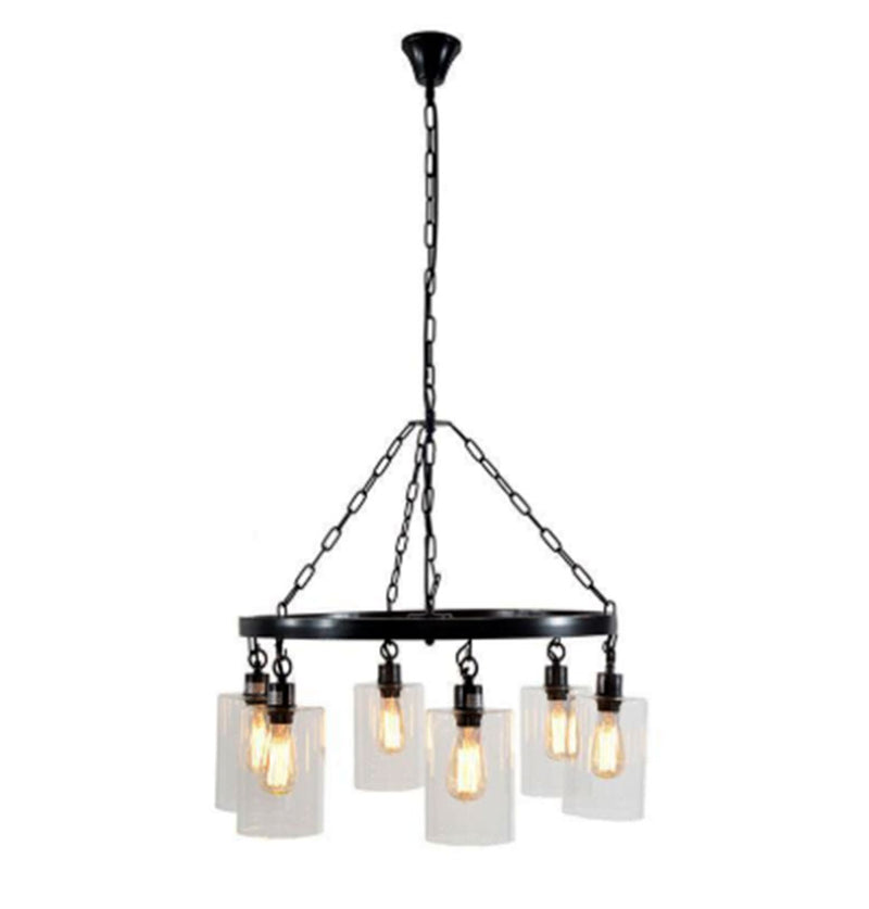 Modern Iron Chandelier w/ Glass Shades