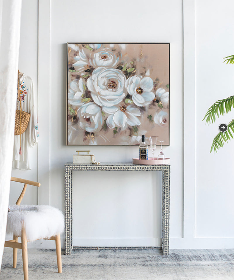 Pink Flowers Hand Painting  Wall Art