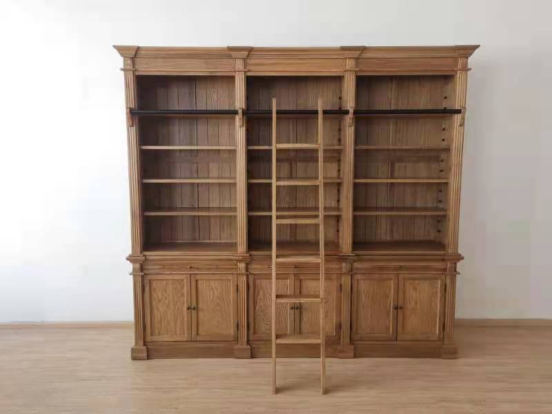 French Library Bookcase 3 bays OAK