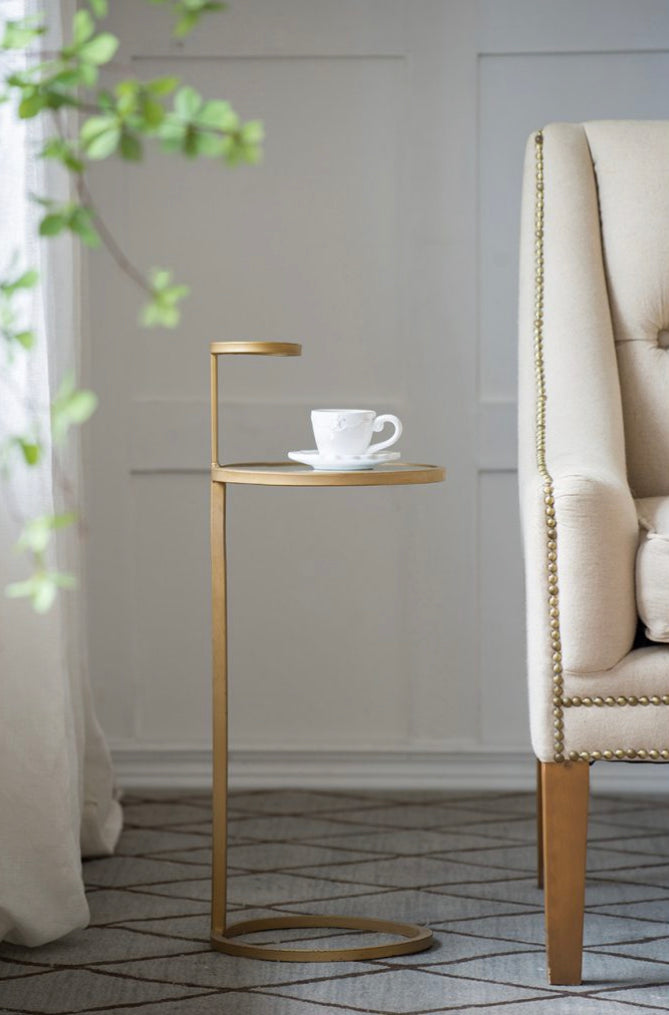 Gold Round Small Side Table