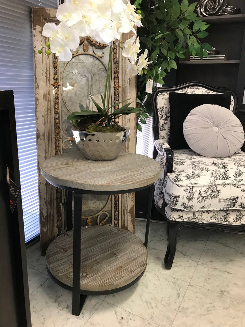 Round Metal/ Wood Side table