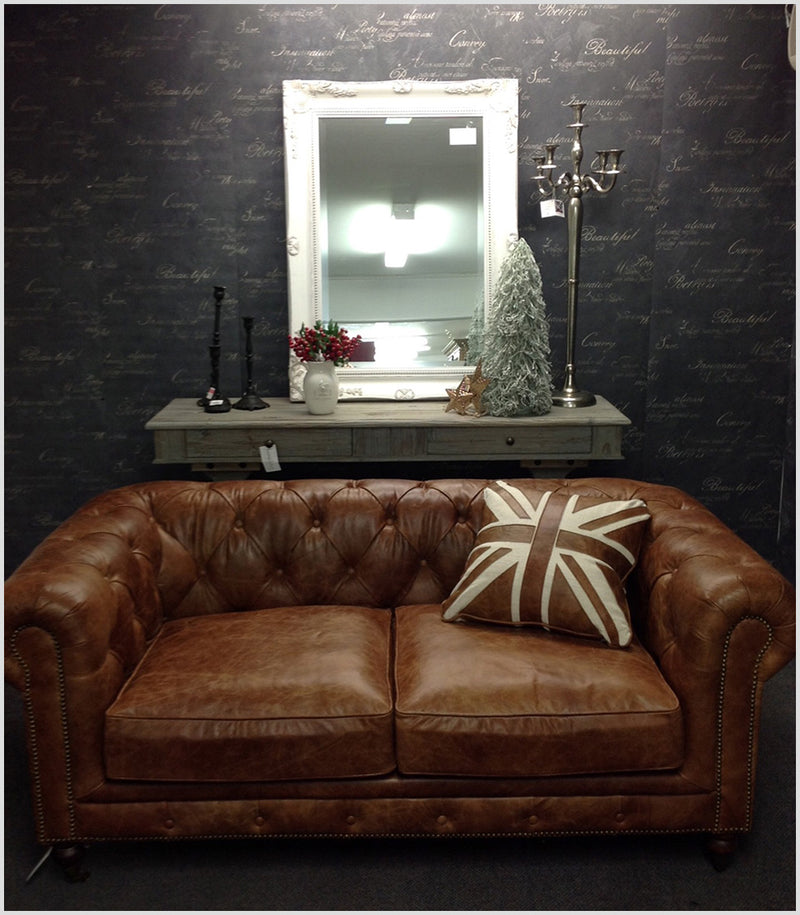 Top Grain Leather Chesterfield 2 seater in Cocoa