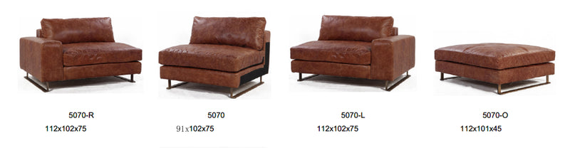 Floor Model!  Further $1500 OffSectional Collection --- Full Grain Leather Mars Color