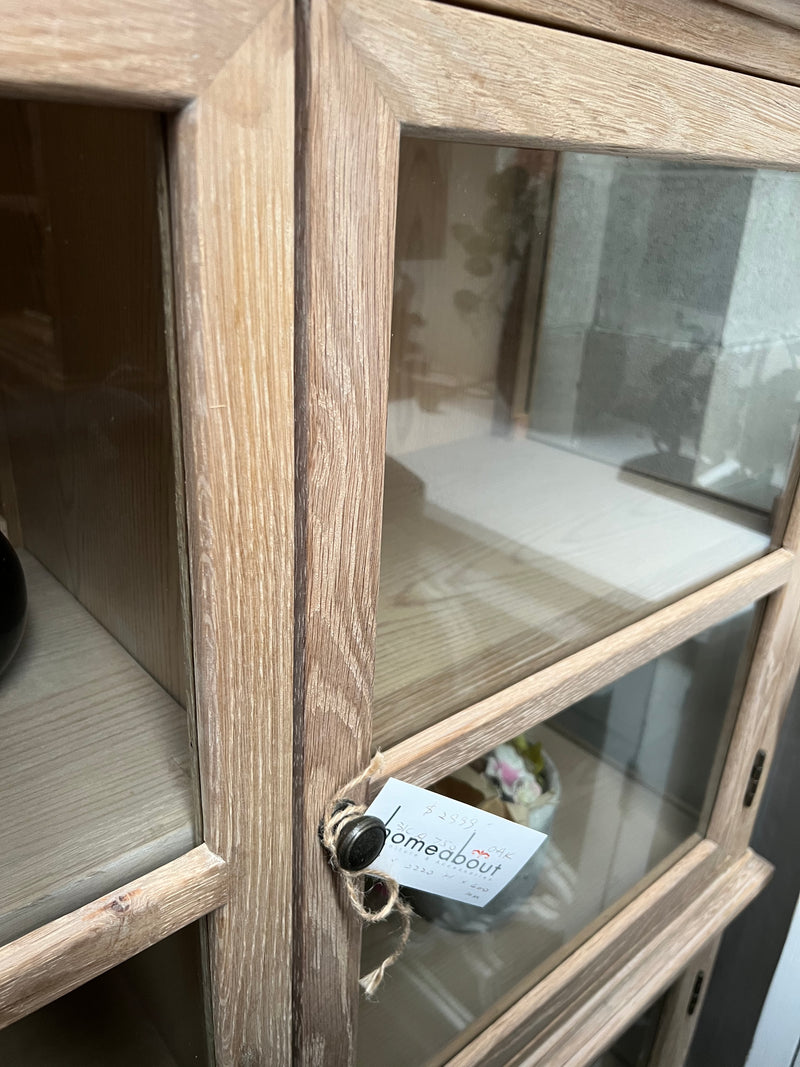 Oak/Glass Display Cabinet In Light OAK
