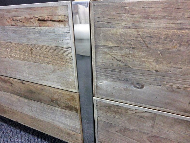 Stainless steel /Elm Buffet Cabinet