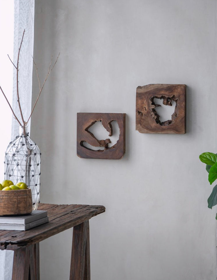 Teak Wall Art S/6