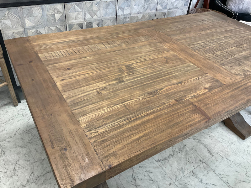 1.8-2.4m Extended  Wood Trestle Dining Table/ Black Base