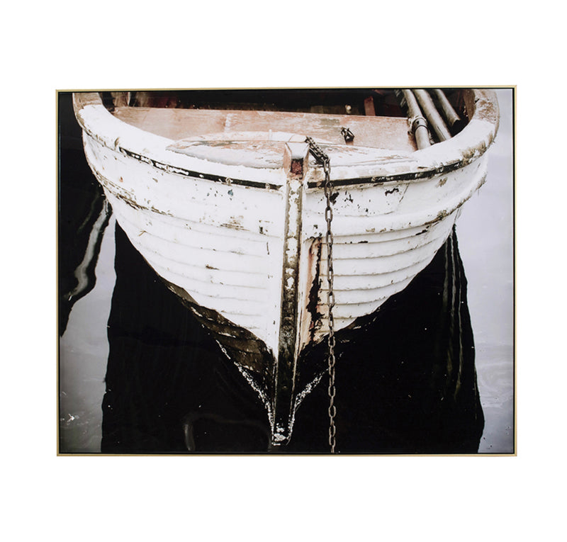 Moored Weathered Boat Wall Art 150x120cm /oversized