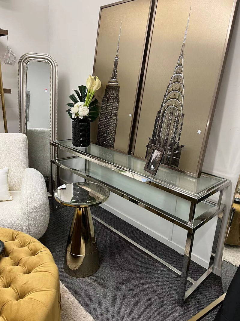 Janssen Hall Table Silver Stainless Steel