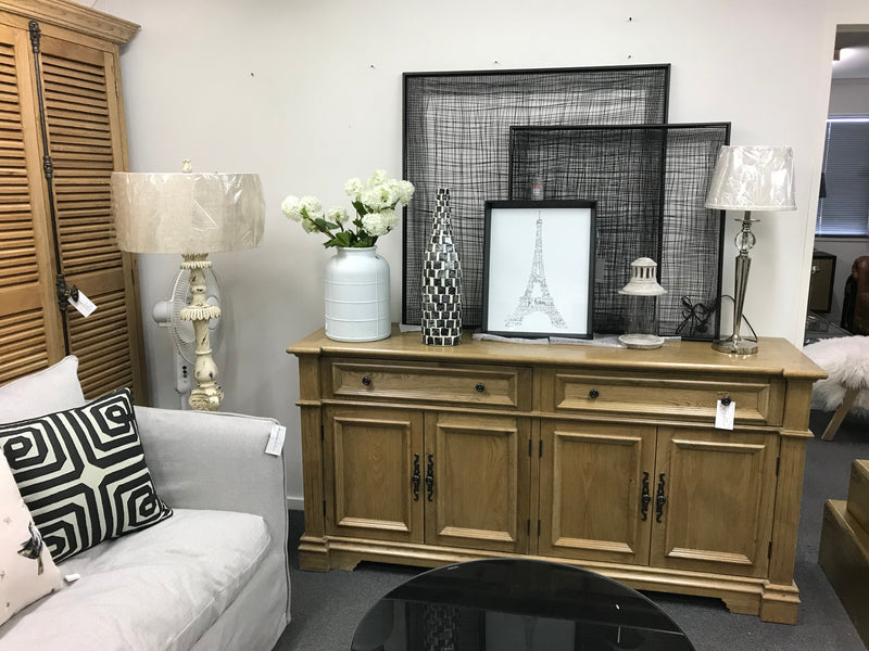 French Country Style Oak Wood Buffet Sideboard