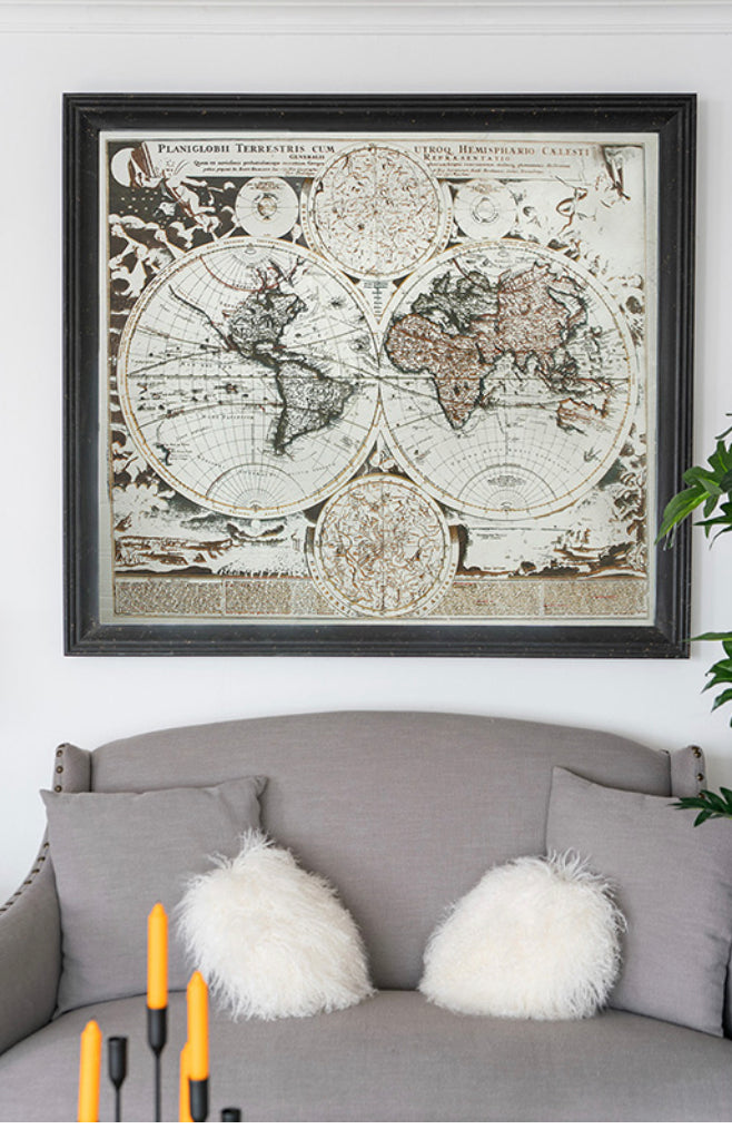 Mirrored Wall Art- World Map 144x129cm