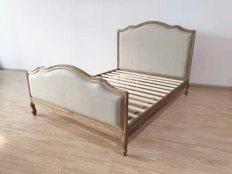 Jorma French Country Oak Frame Upholstered King  Size Bed