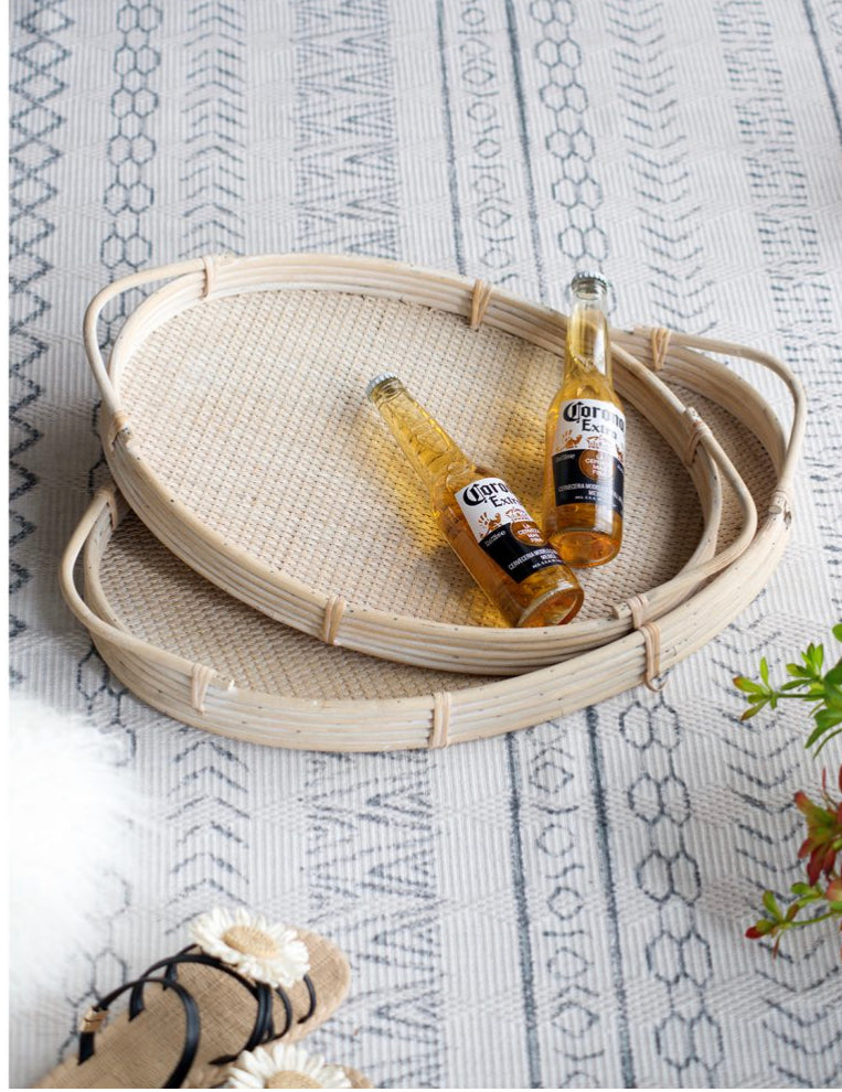 S/2 Rattan Tray 56cm & 46cm