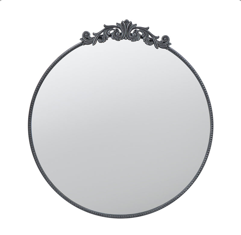 Baroque Black Metal Round Mirror 81cm  Small