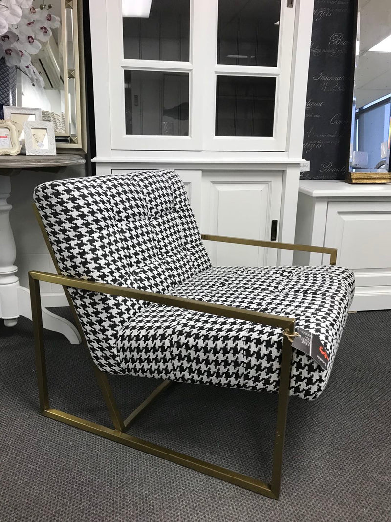 Mallorca Chair in Houndstooth /Brushed Gold