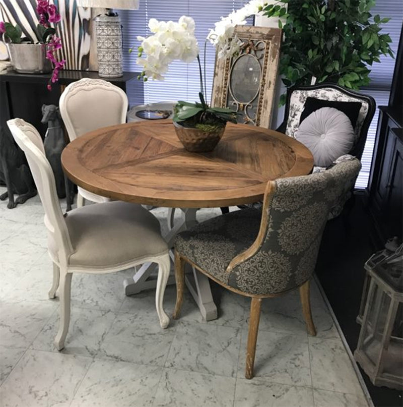 French Provincial Round 1.2m Dining Table/White leg