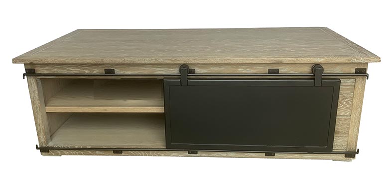 OAK/ Metal Double slide Door Coffee Table