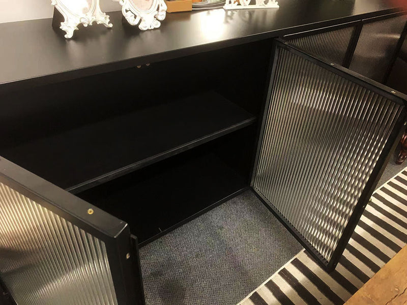 Zoie Industrial Loft Glass/ Black Iron Sideboard Buffet