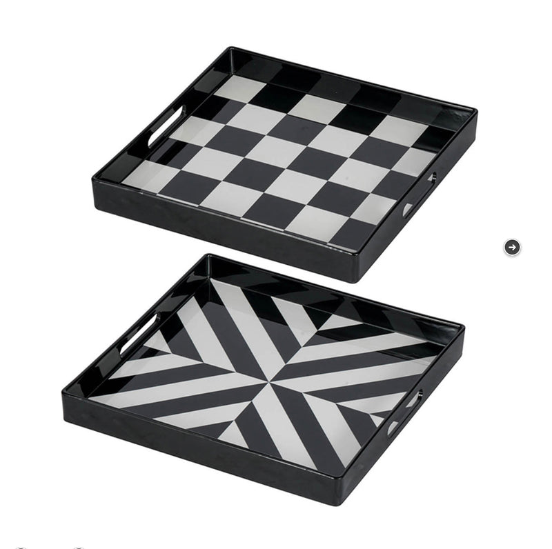 Quinn Square Black & White Tray-1