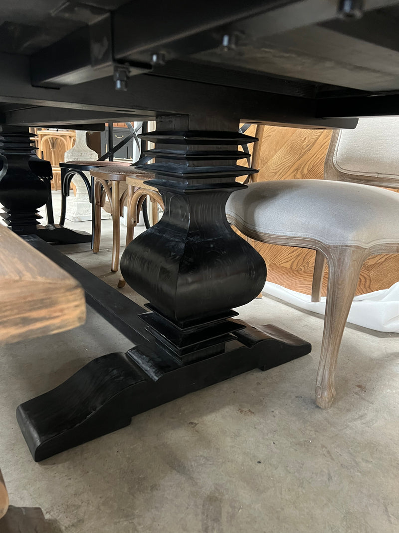 1.8-2.4m Extended  Wood Trestle Dining Table/ Black Base