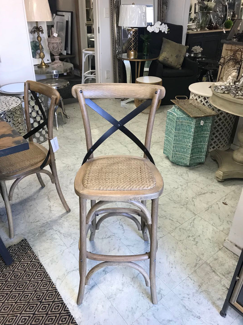 Cross Back Oak wood Black Bar stool Homeabout