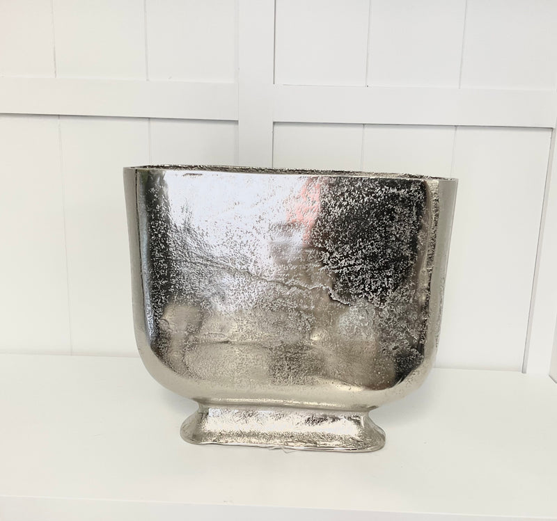 Aluminium Silver Flat Vase