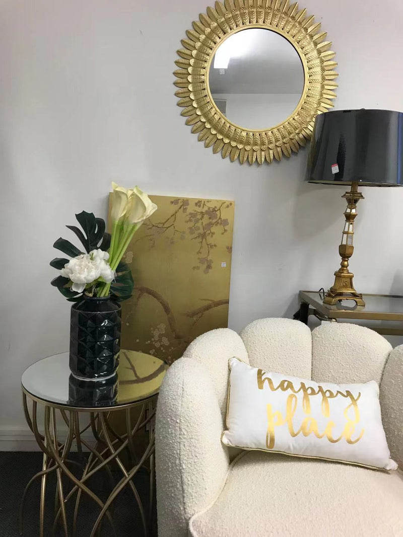 Modern Classic Ivory Upholstered Swivel Occasional Arm Chair