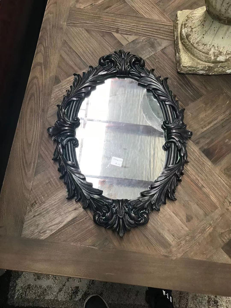 Classical Oval Mirror Black 590mm H