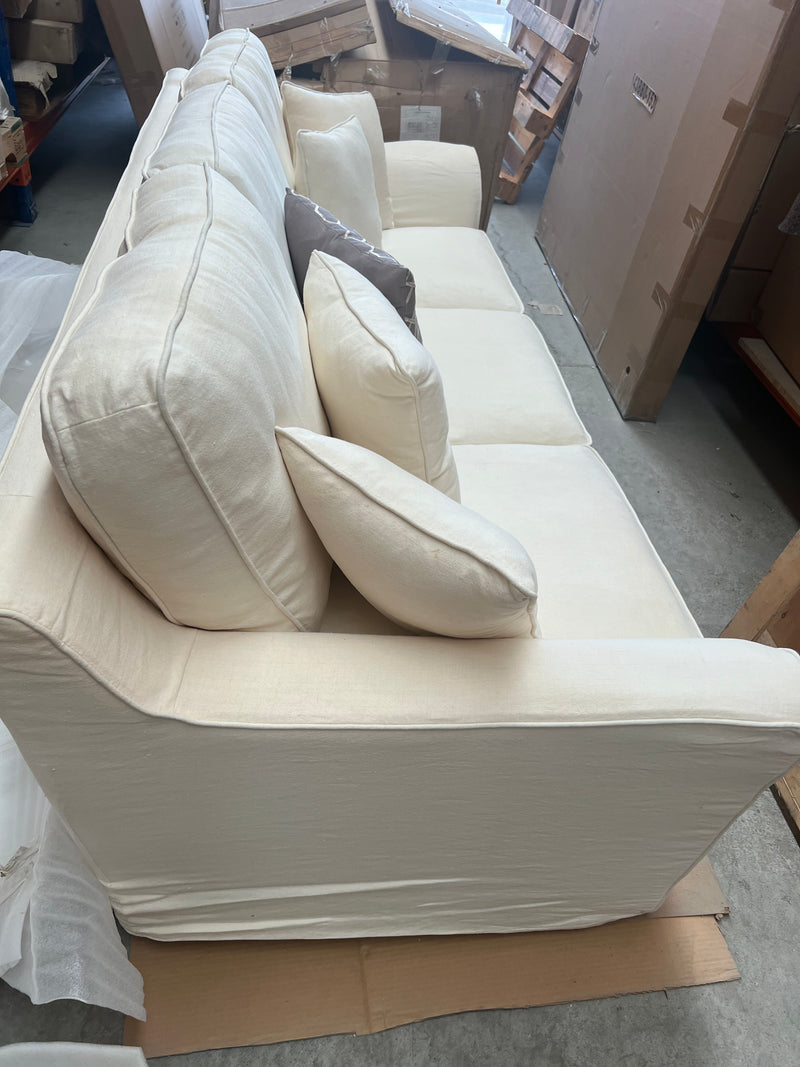 Deauville SlipCover Sofa White 100% Belgium linen