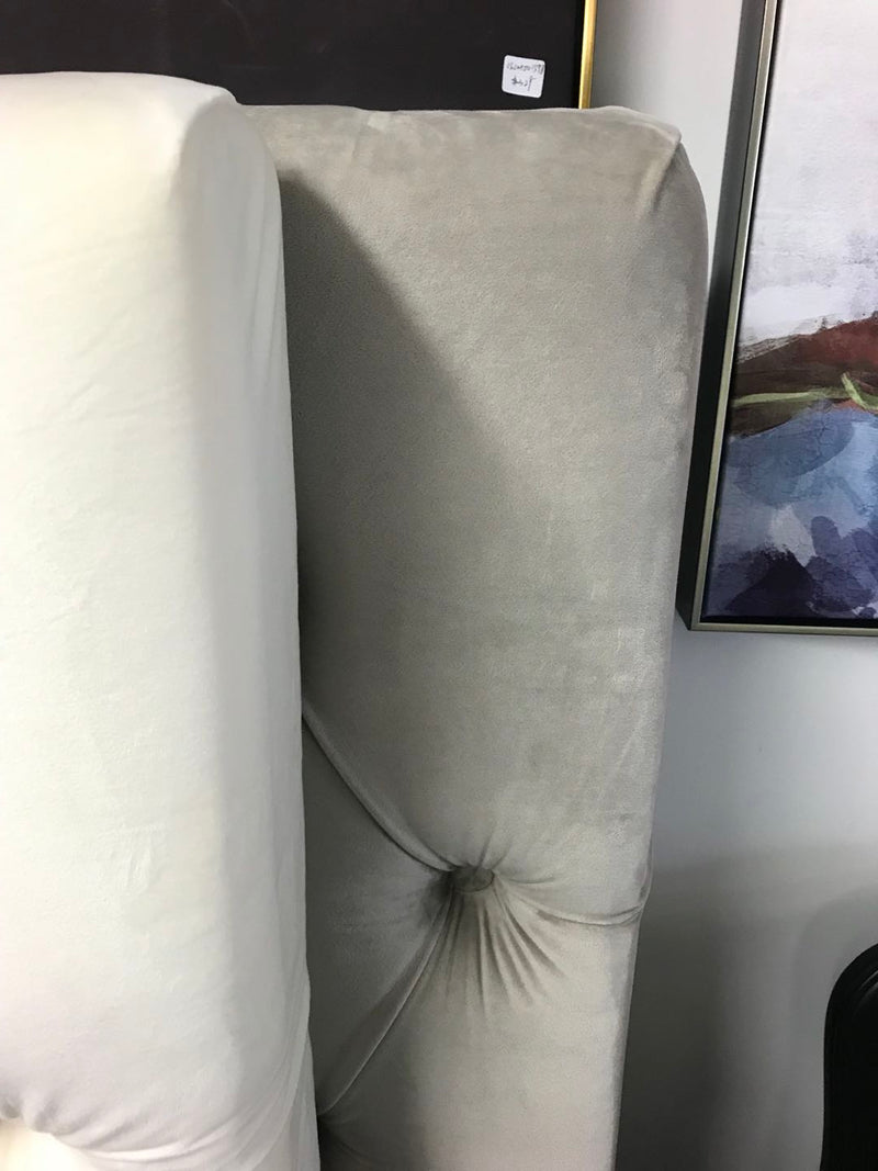 Superking/ Buttoned Pearl White Velvet Headboard  150cmH