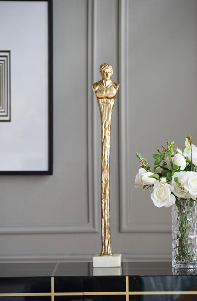 Aluminium Gold Statue With Marble Base A