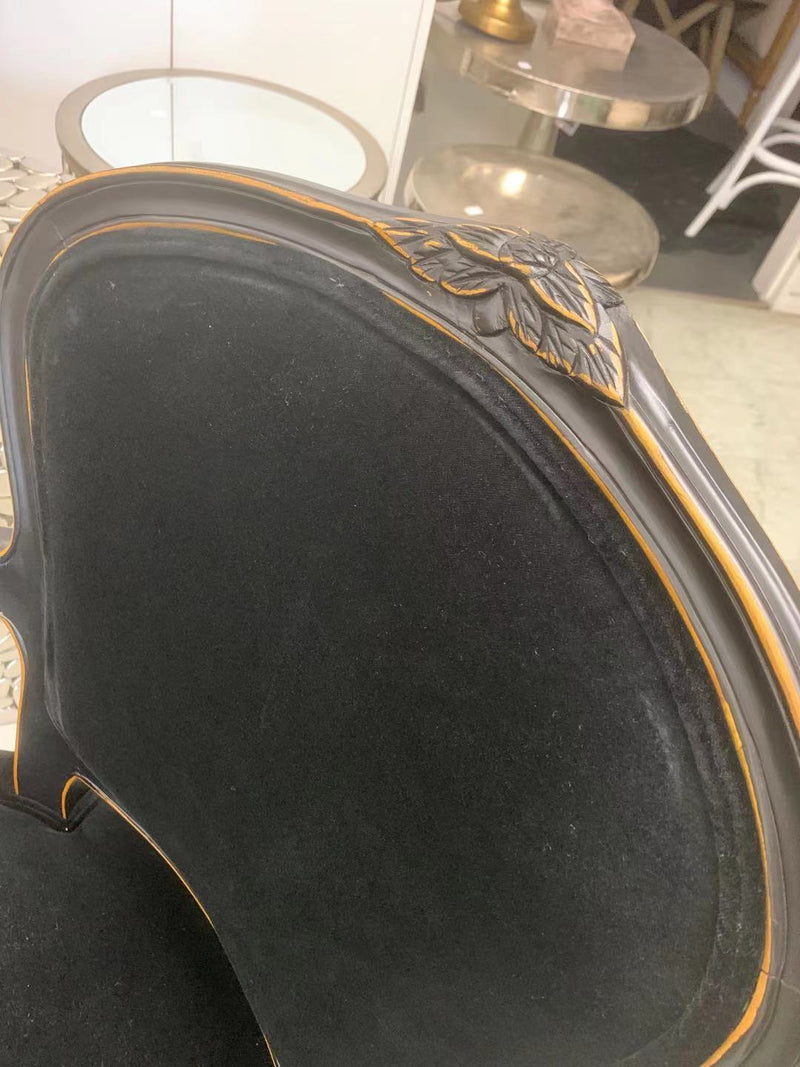 Vintage French Armchair-Black/Black Velvet