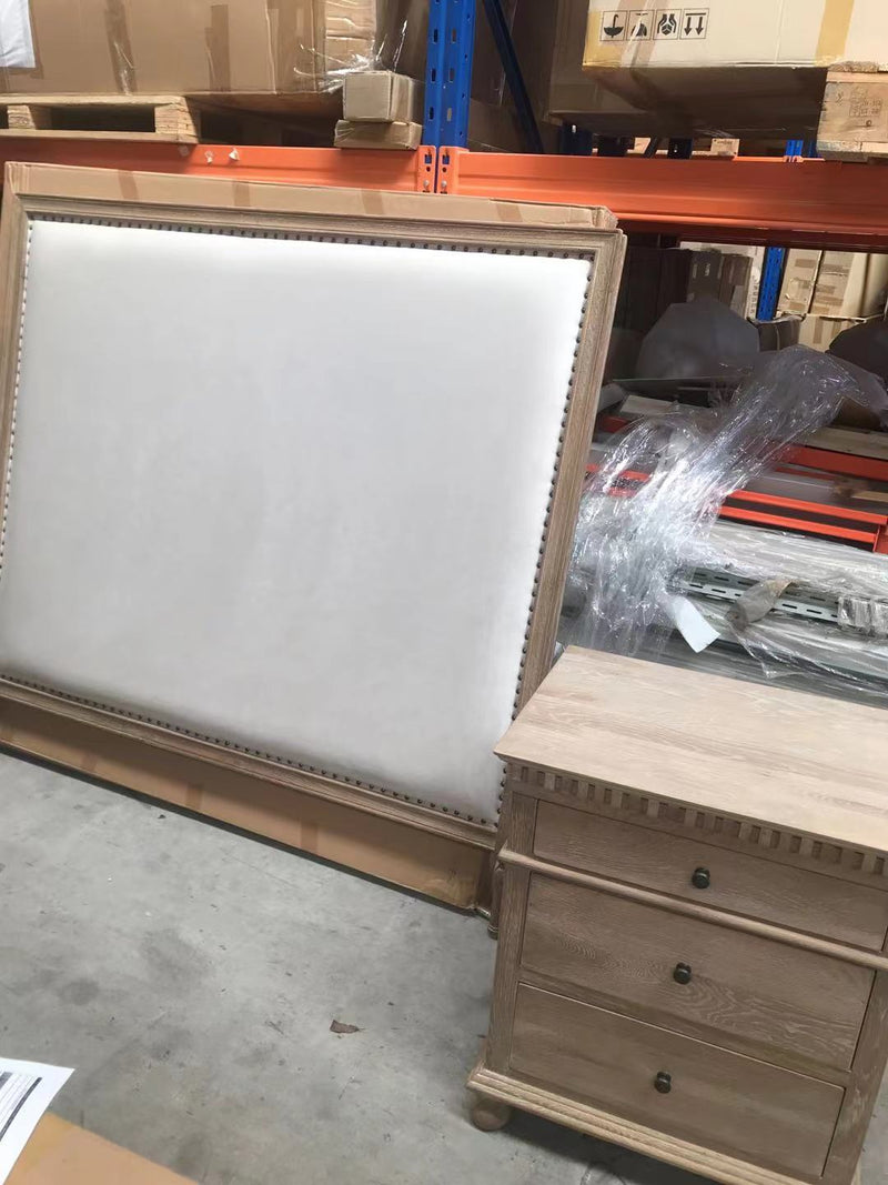 Superking/Maison French Country  OAK Headboard 150cm H/ Latte Velvet