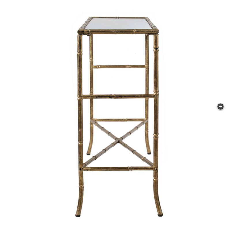 Mirror Top Antique Gold Console table