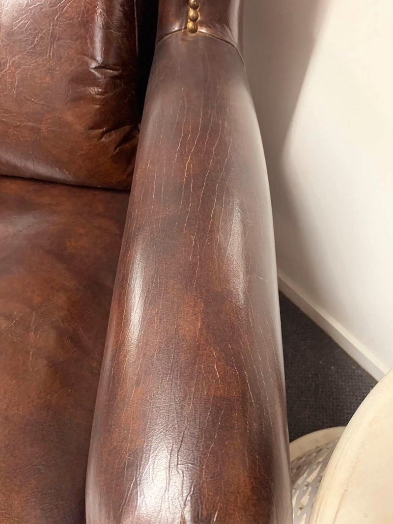 Top Grain Leather Wingback Chair