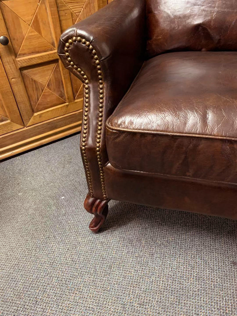 Top Grain Leather Wingback Chair